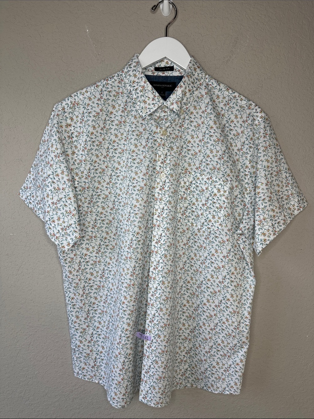 Banana Republic Factory Men's Slim Fit Button Down Shirt Size L Short Sleeve